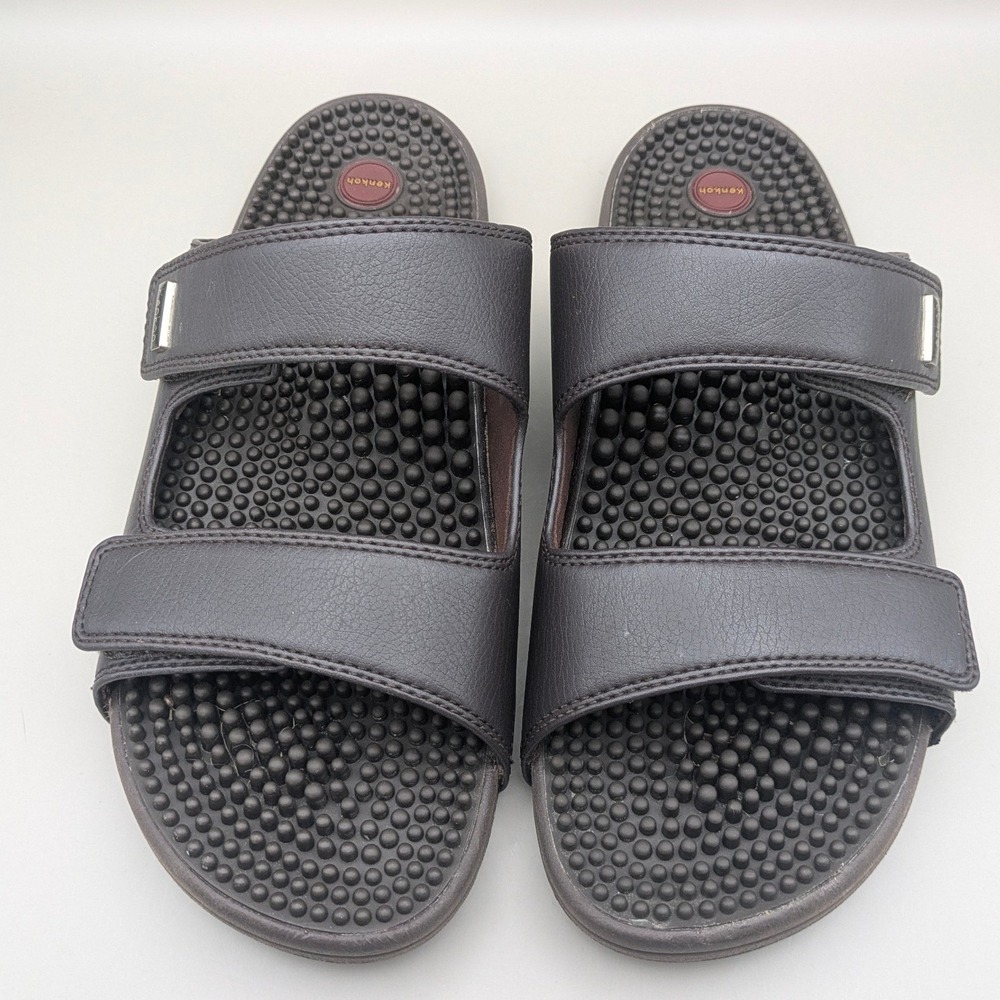 Kenkoh Massage Slide Sandals Leather Women Size 9 Style 2319 Adjustable Straps